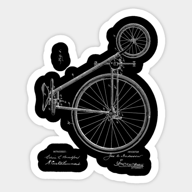 Bicycle Vintage Patent Hand Drawing Sticker by TheYoungDesigns